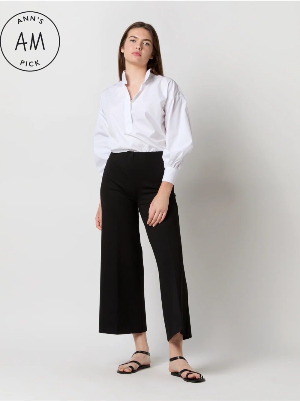 ANN MASHBURN Faye Wide-Leg Cropped Pull-On Ponte Pants